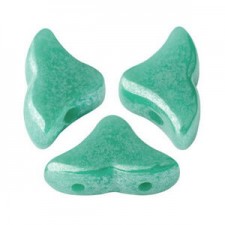 Les perles par Puca® Hélios beads Opaque green turquoise luster 63130/14400